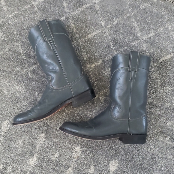 Justin Boots Women's Gray Leather Boots - Picture 2 of 7